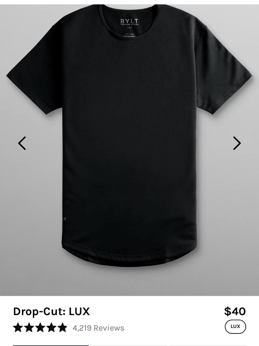 NWT BYLT Basics Men’s Lux Short Sleeve Tee — Black